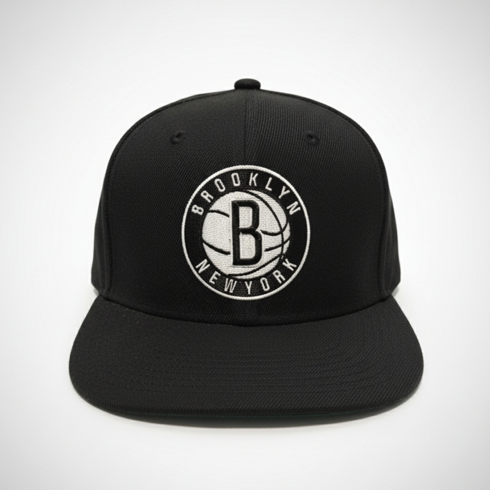 Men's Brooklyn Nets Mitchell & Ness Black Basic Core Wool Snapback Hat